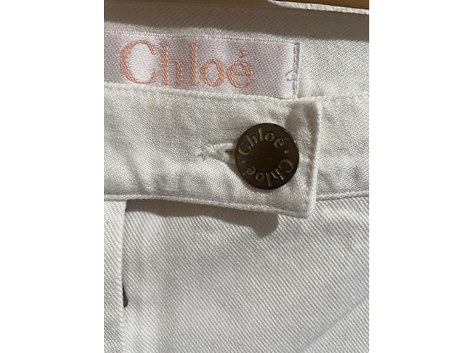 Jeans Chloé T.FR 38 Cotone Bianco - vista 3