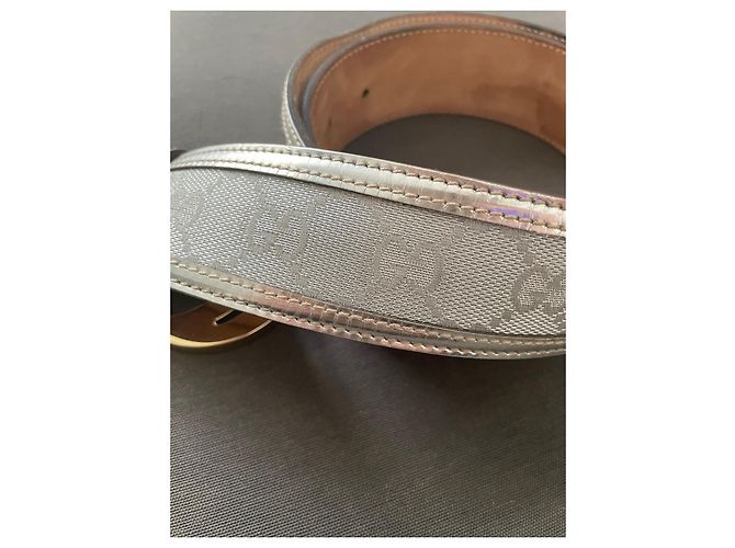 Cinturón Gucci Interlocking Buckle Cuero Plateado Plata - vista 2