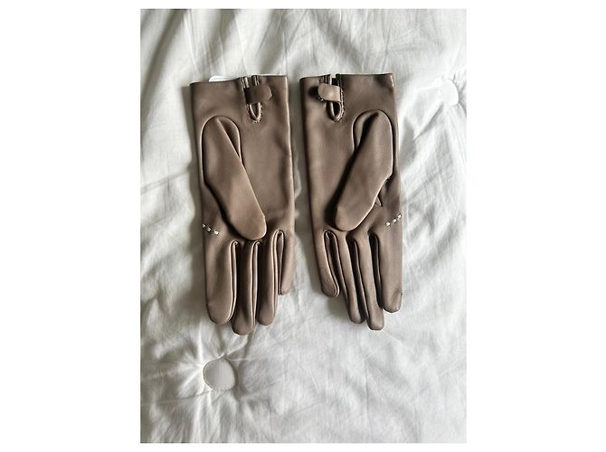 Hermès Kelly Lederhandschuhe Taupe - Ansicht 2