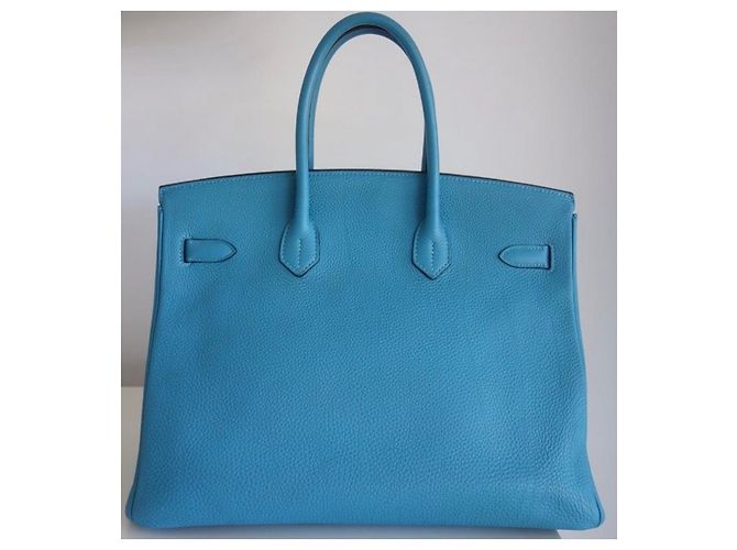 Hermès Birkin 35 borsa a mano in pelle azzurra Blu chiaro - vista 2