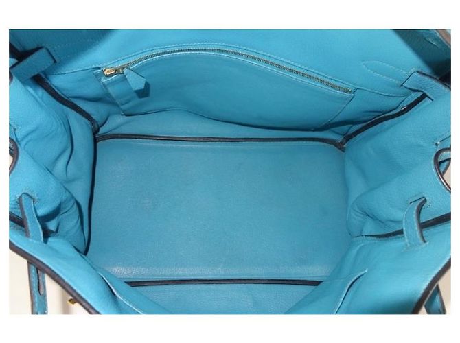 Hermès Birkin 35 borsa a mano in pelle azzurra Blu chiaro - vista 4
