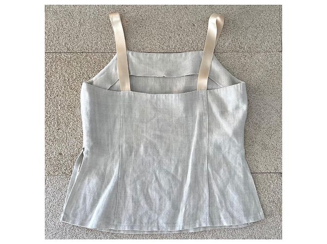 Autre Marque Top bustier de lino gris masilla con tirantes de raso Esprit T.36-38 Beige - vista 2