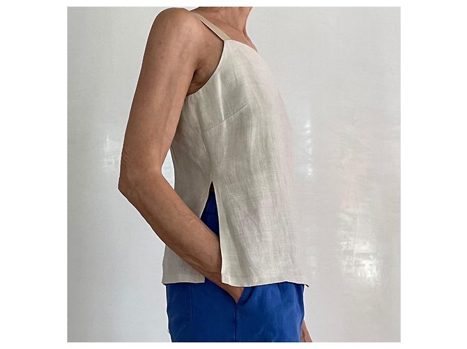 Autre Marque Top bustier de lino gris masilla con tirantes de raso Esprit T.36-38 Beige - vista 4