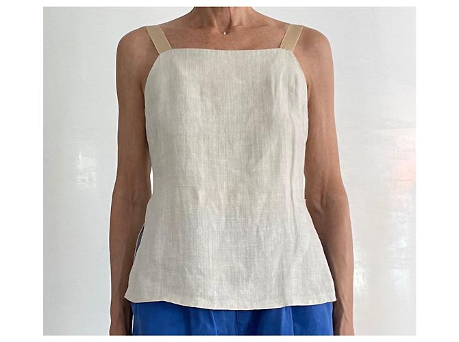 Autre Marque Top bustier de lino gris masilla con tirantes de raso Esprit T.36-38 Beige - vista 5