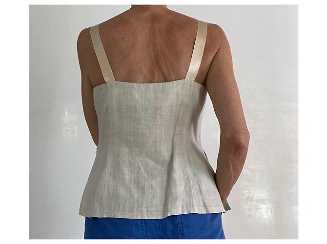Autre Marque Top bustier de lino gris masilla con tirantes de raso Esprit T.36-38 Beige - vista 6