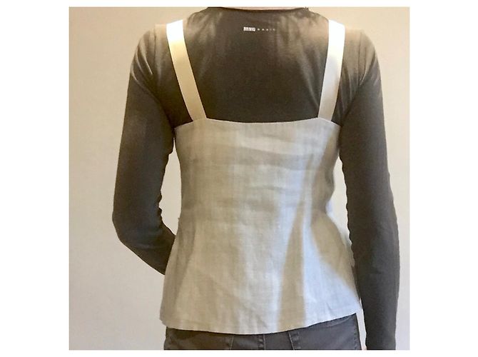 Autre Marque Top bustier de lino gris masilla con tirantes de raso Esprit T.36-38 Beige - vista 7
