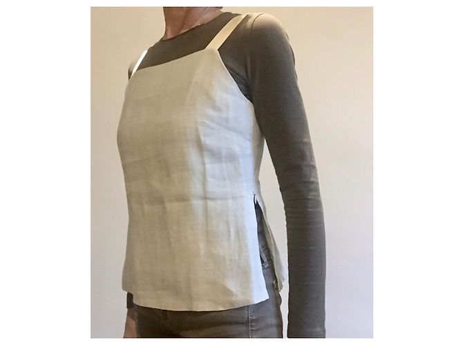 Autre Marque Top bustier de lino gris masilla con tirantes de raso Esprit T.36-38 Beige - vista 8