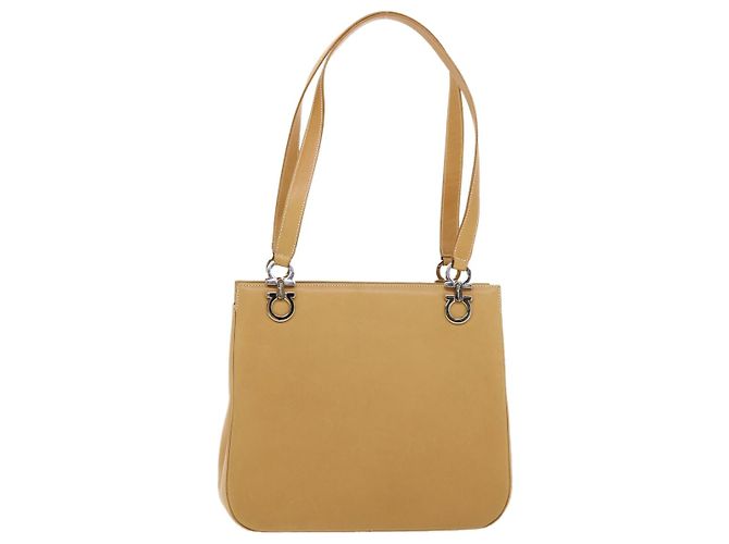 Bolsa de ombro Salvatore Ferragamo de couro bege Auth cl519 - vista 13