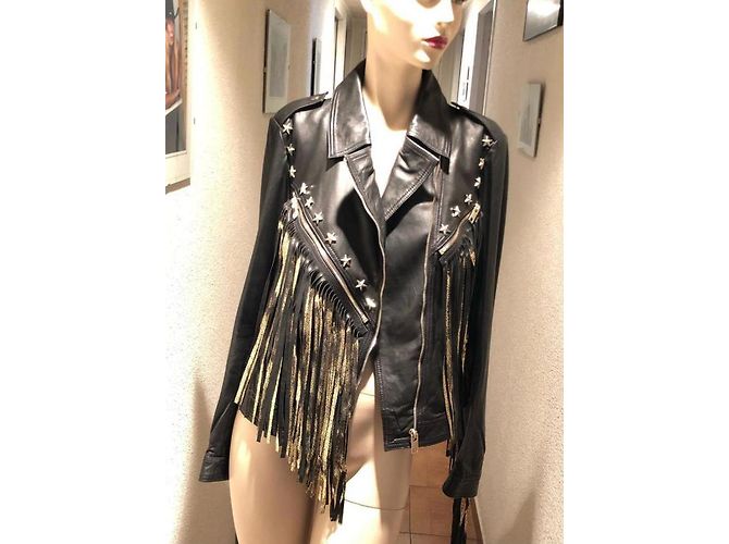 BDBA Lederjacke Schwarz mit goldenen Fransen - Ansicht 3