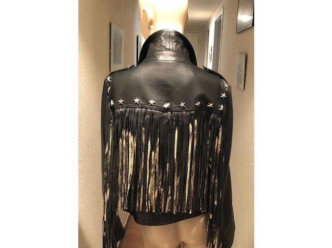 BDBA Lederjacke Schwarz mit goldenen Fransen - Ansicht 2