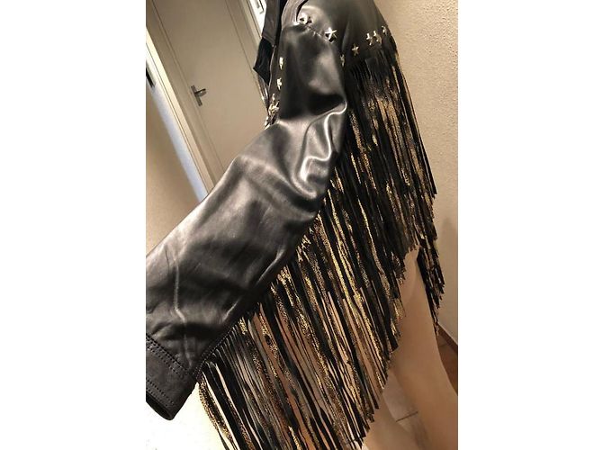 BDBA Lederjacke Schwarz mit goldenen Fransen - Ansicht 4