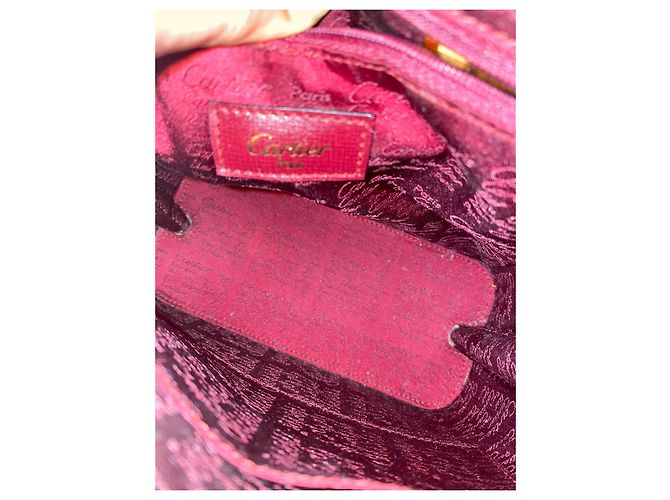 Bolsa de mão Cartier em couro vermelho escuro Bordeaux - vista 5