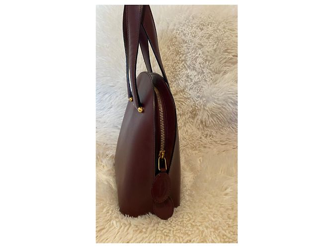 Bolsa de mão Cartier em couro vermelho escuro Bordeaux - vista 6