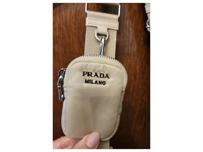 Borsa Prada Pocket in nylon e pelle spazzolata Beige - vista 2