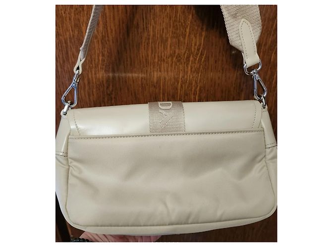 Borsa Prada Pocket in nylon e pelle spazzolata Beige - vista 7