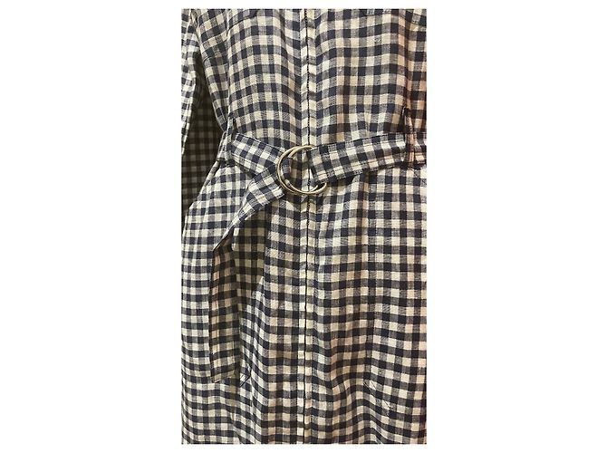 Agnès b. Agnès b Gingham Leinenkleid Blau Weiß Marineblau - Ansicht 6