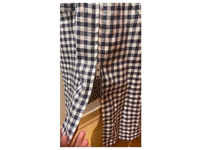 Agnès b. Agnès b Gingham Leinenkleid Blau Weiß Marineblau - Ansicht 7