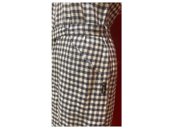 Agnès b. Agnès b Gingham Leinenkleid Blau Weiß Marineblau - Ansicht 8