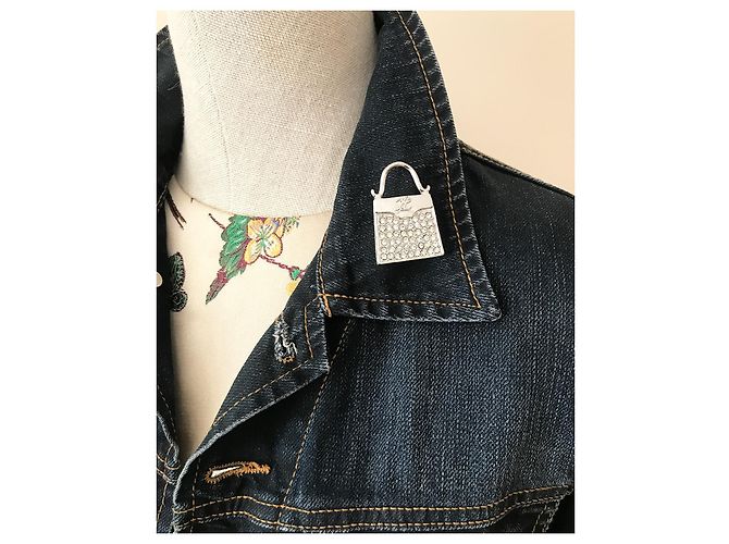Spilla e strass per borsa vintage in argento Karl Lagerfeld - vista 2