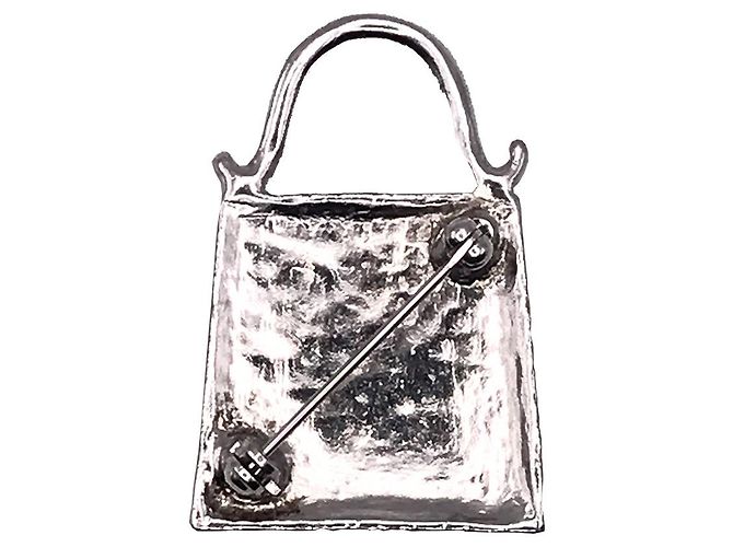 Spilla e strass per borsa vintage in argento Karl Lagerfeld - vista 3