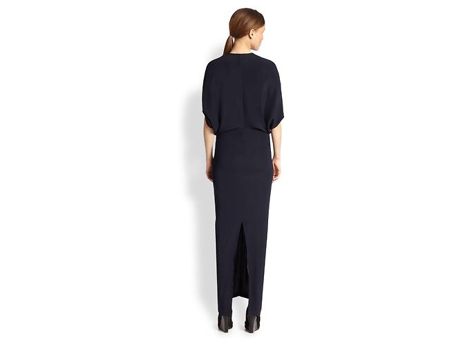 Zero+ Maria Cornejo Reni Seiden-Maxikleid Marineblau - Ansicht 2