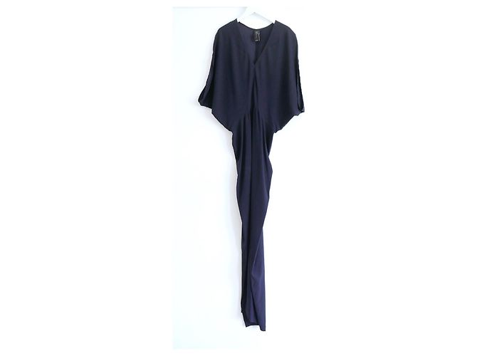 Zero+ Maria Cornejo Reni Seiden-Maxikleid Marineblau - Ansicht 3