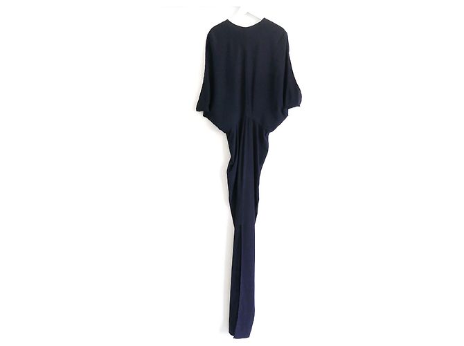 Zero+ Maria Cornejo Reni Seiden-Maxikleid Marineblau - Ansicht 5