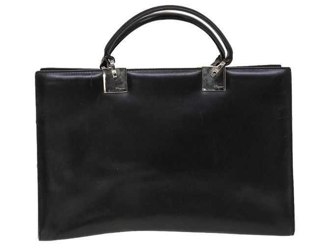 Salvatore Ferragamo Borsa a Mano Pelle Nera Auth cl501 Nero - vista 13