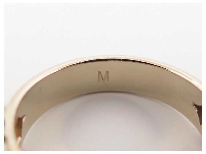 NEUF BAGUE CHRISTIAN DIOR PERLES 52 M METAL DORE NEW PEARLS GOLD STEEL RING - vue 3