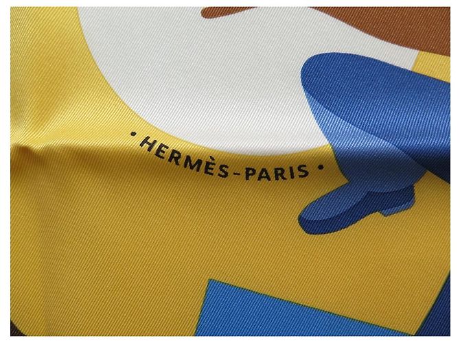 Hermès NUOVA SCIARPA HERMES OMAGGIO A GENE KELLY CARRE 70 H983914S SCIARPA IN SETA SETA Giallo - vista 4