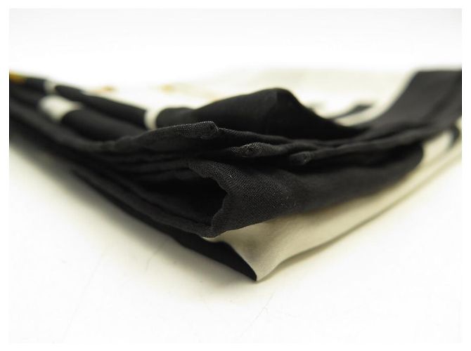 SCIARPA CHANEL COCO MADEMOISELLE 90 SCIARPA GRIPOIX GIOIELLI IN SETA NERA ECRUE CM - vista 13