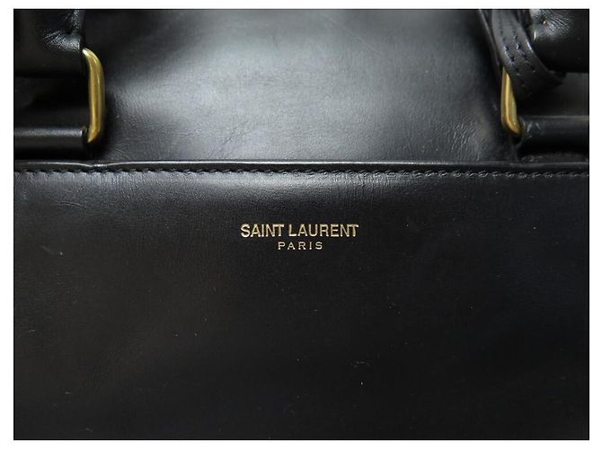 SAINT LAURENT CLASSIC DUFFLE REISEHANDTASCHE 326503 Schwarze Ledertasche - Ansicht 3