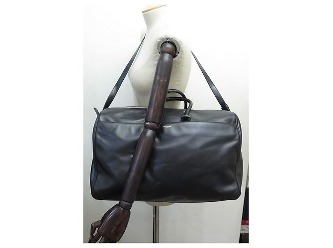 SAINT LAURENT CLASSIC DUFFLE REISEHANDTASCHE 326503 Schwarze Ledertasche - Ansicht 4
