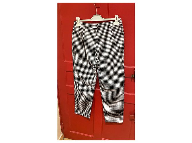 Autre Marque Agnès b Hose Schwarz-Weiß Gingham Baumwolle Größe 40 - Ansicht 2
