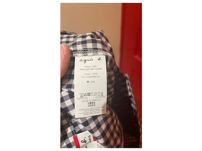 Autre Marque Agnès b Hose Schwarz-Weiß Gingham Baumwolle Größe 40 - Ansicht 4