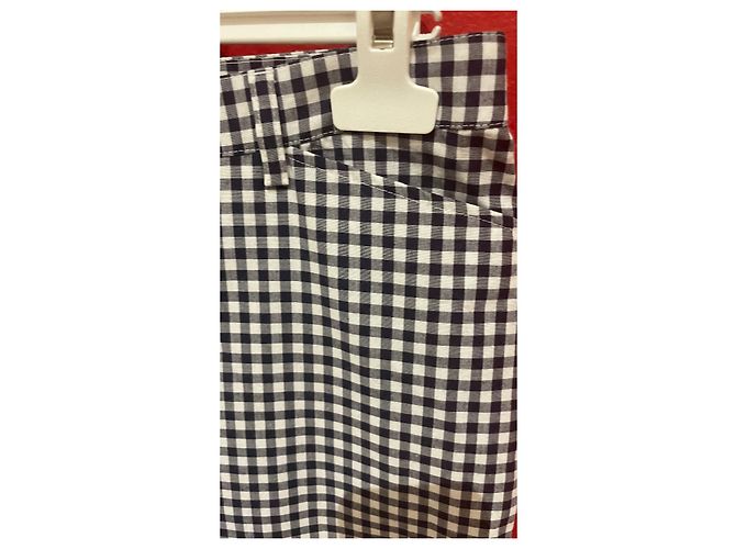 Autre Marque Agnès b Hose Schwarz-Weiß Gingham Baumwolle Größe 40 - Ansicht 5