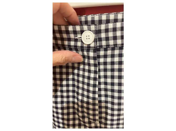 Autre Marque Agnès b Hose Schwarz-Weiß Gingham Baumwolle Größe 40 - Ansicht 6