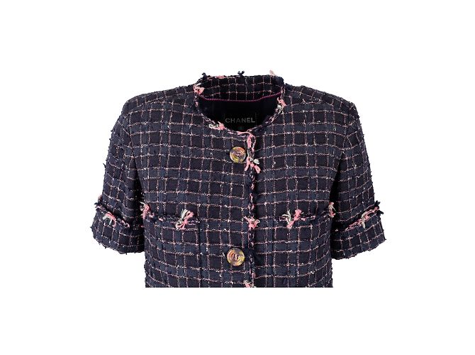 Timeless Chanel Fantasy Tweed-Jacke Blau Marineblau - Ansicht 4