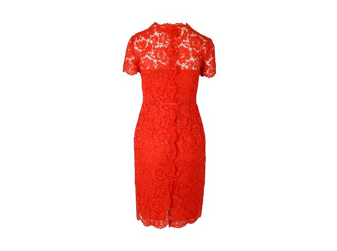 Valentino Spitzen-Midikleid Rot - Ansicht 2