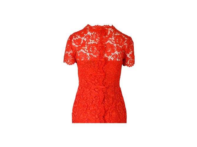 Valentino Spitzen-Midikleid Rot - Ansicht 3