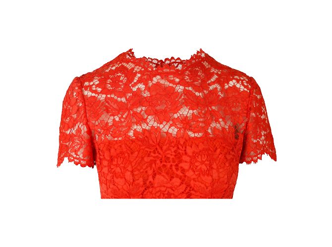 Valentino Spitzen-Midikleid Rot - Ansicht 4