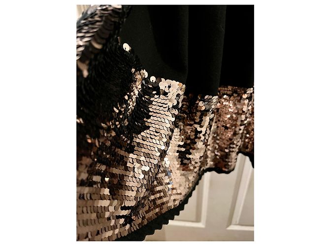 Sandro-Cocktailkleid mit Pailletten Schwarz Golden - Ansicht 2