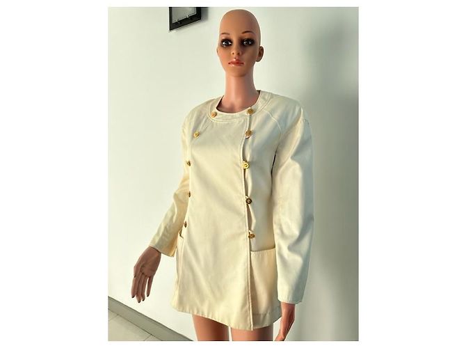 Giacca Chanel Crema in Seta e Cotone - vista 3