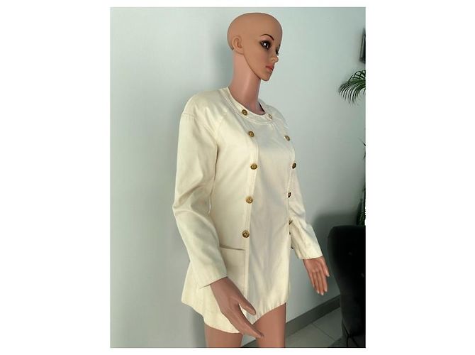 Giacca Chanel Crema in Seta e Cotone - vista 4