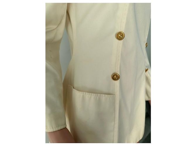 Giacca Chanel Crema in Seta e Cotone - vista 6