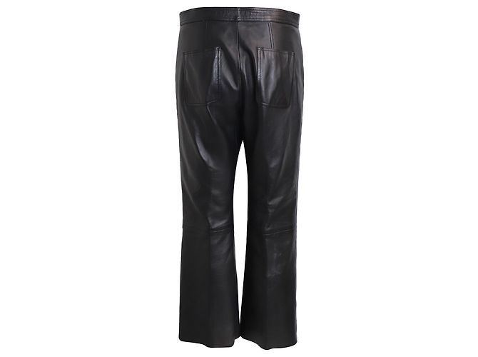 Sandro Paris Pantalone Gamba Dritta in Pelle di Agnello Nera - vista 3