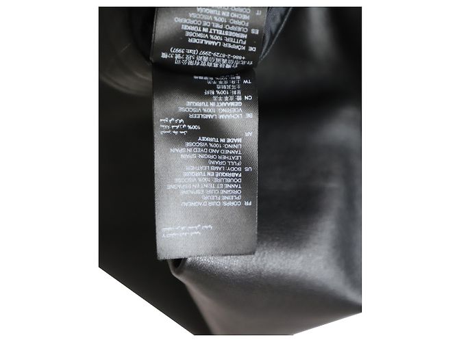 Sandro Paris Pantalone Gamba Dritta in Pelle di Agnello Nera - vista 6