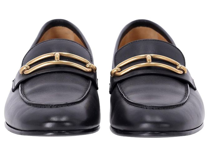 Roulis Hermès Colette Loafer with Gold Hardware in Black calf leather Leather - view 2