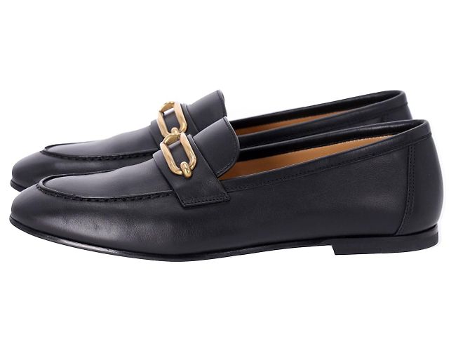 Roulis Hermès Colette Loafer with Gold Hardware in Black calf leather Leather - view 3