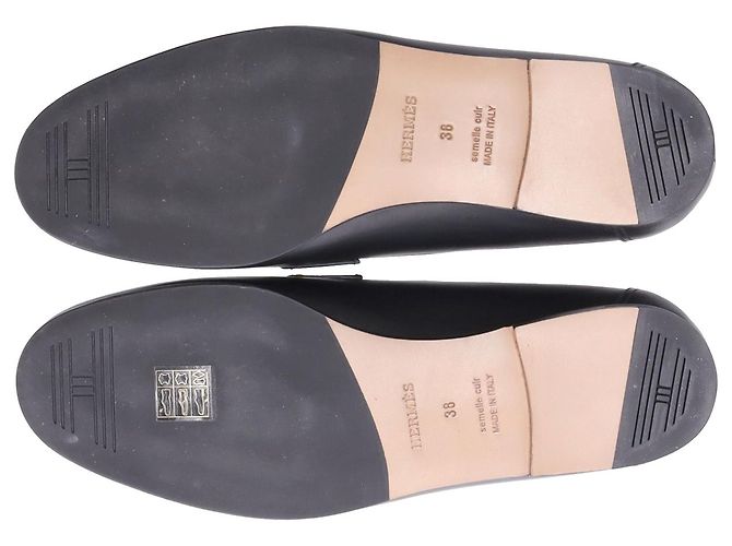 Roulis Hermès Colette Loafer with Gold Hardware in Black calf leather Leather - view 6